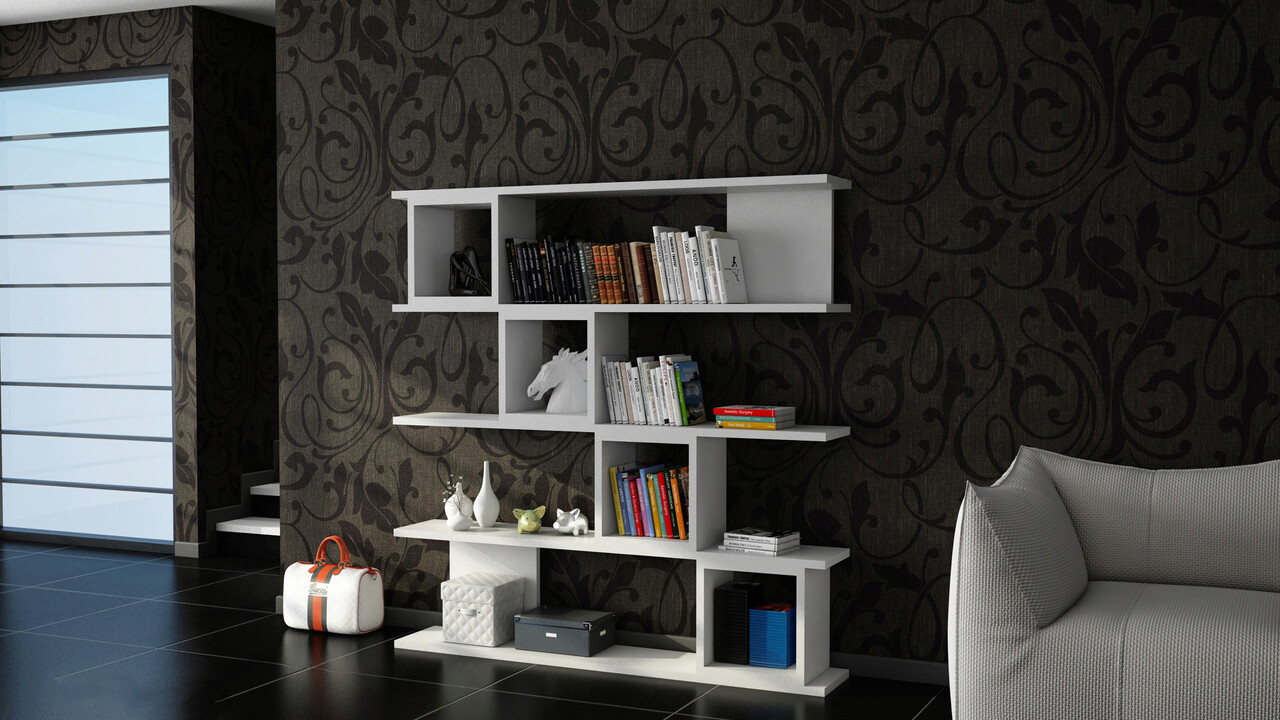 Corp biblioteca, Hanah Home, Wind, 120x119.9x19.5 cm, Alb - imagine 5